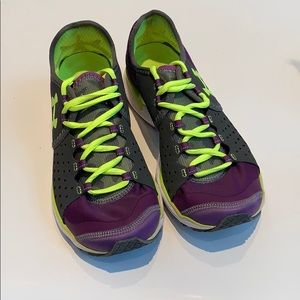 purple and green under armour shoes